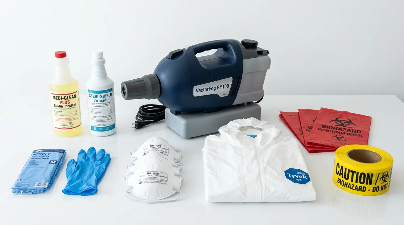 Professional biohazard remediation crew working in Byron Center